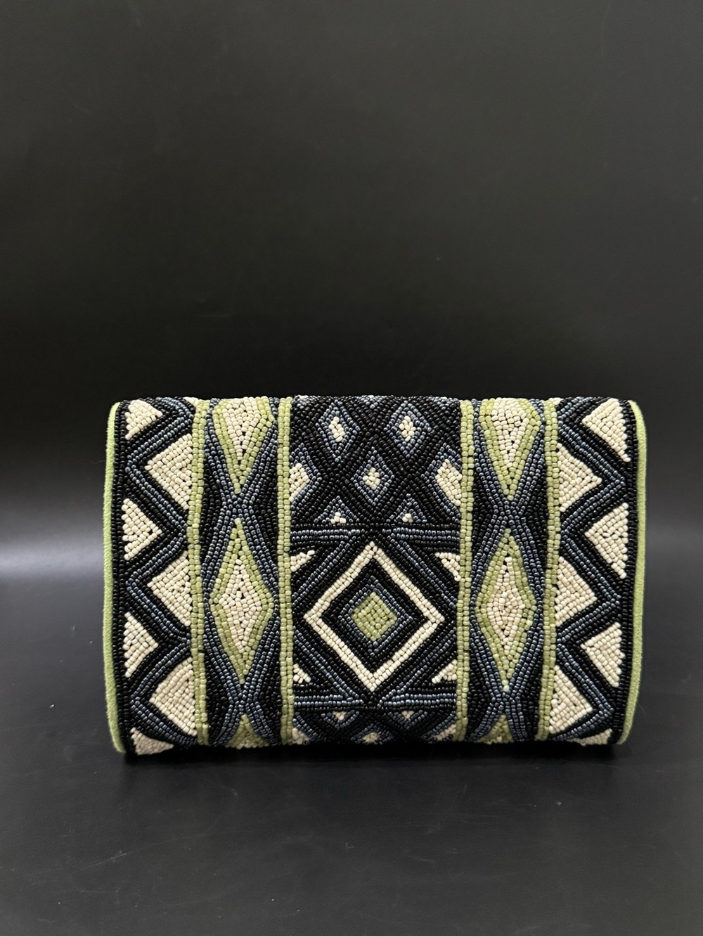 MARY FRANCES Geometric Beaded Natural Gemstones Cluster Embellished Evening Bag - Picture 2 of 16